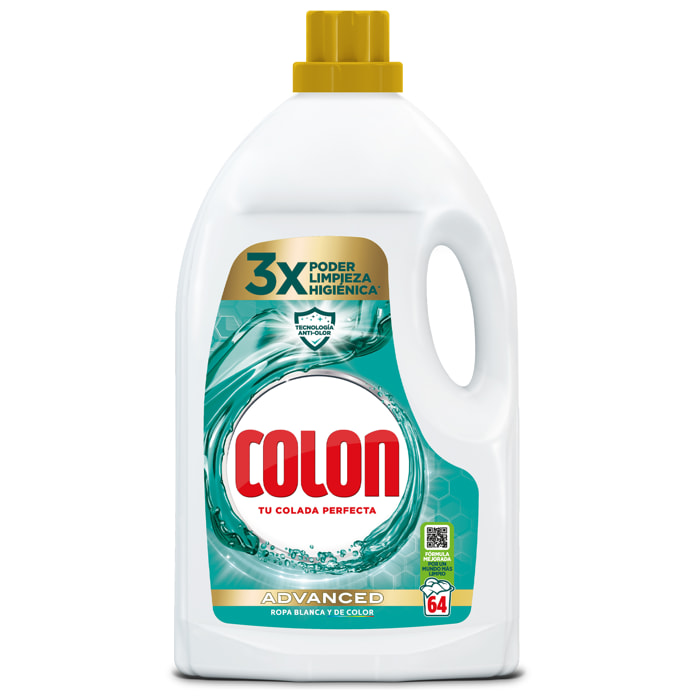 Colon Higiene Advanced Detergente para la lavadora Gel 128 lavados (2x64 dosis)