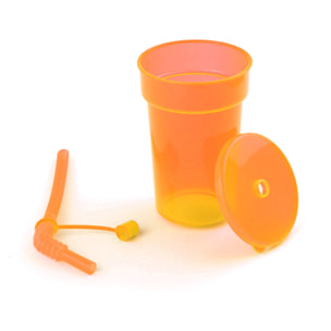 Bicchiere trasparente con coperchio e cannuccia 400 ml.