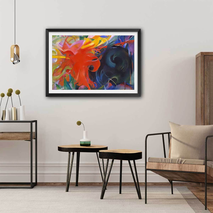 Poster Fighting forms- par Franz Marc Affiche + cadre en bois - Noir