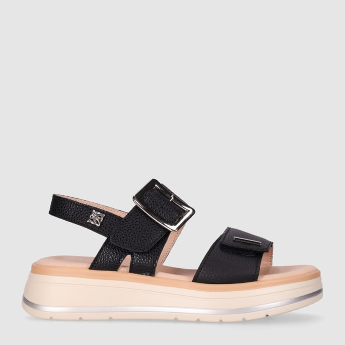 Sandalias de Piel - Negro - Tacón: 5 cm