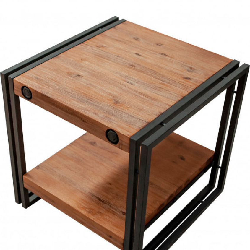 Table d'appoint en bois et métal style industriel - ATELIER