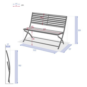 Banc de jardin pliant Olbia Graphite