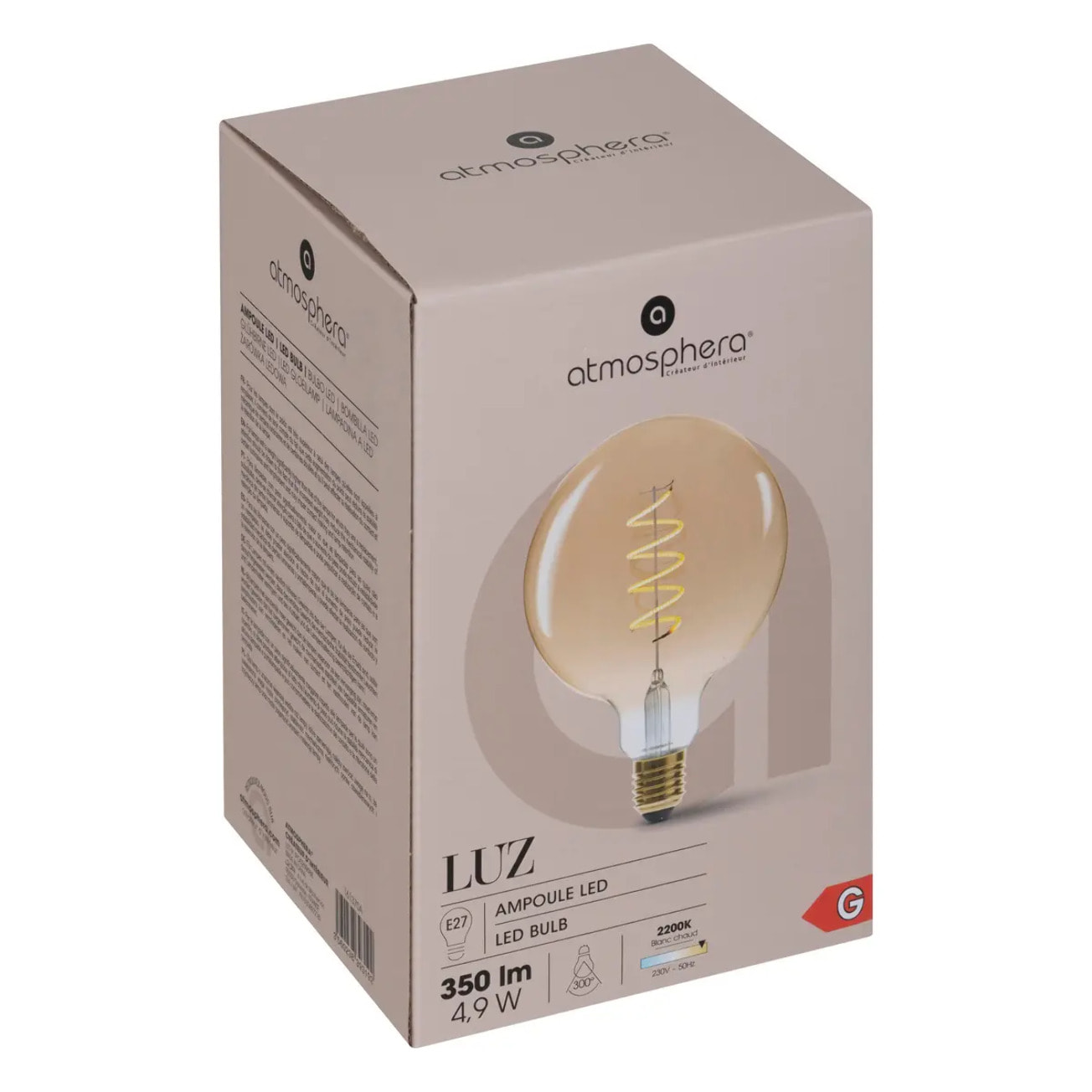 Ampoule LED "Globe" ambrée - filament torsadé E27 D13 cm