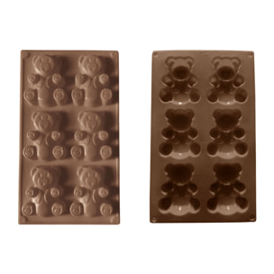 Lot de 6 mini moules en silicone forme Ours, Happy Cake