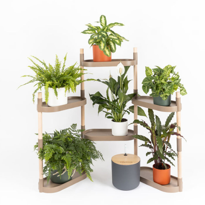 Estantería para plantas modular y personalizable con riego automático por goteo ; color blanco; 6 bandejas