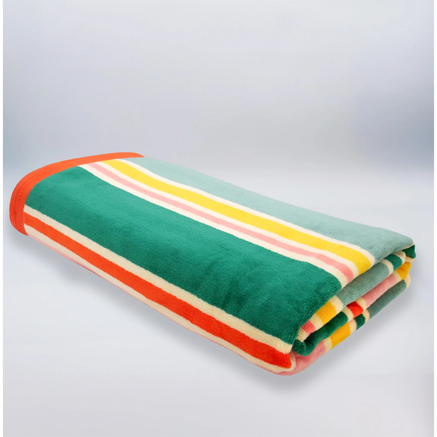 Serviette de plage éponge velours Jacquard Multicolore 100x175 470g/m² - Dalia