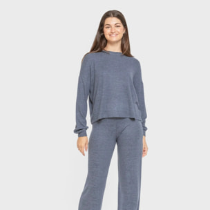 Pijama angorina liso azul