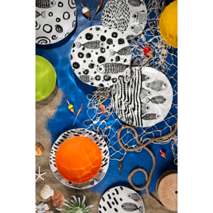Service de table 18 pièces Excelsa – Black Fishes, Porcelaine Multicolore