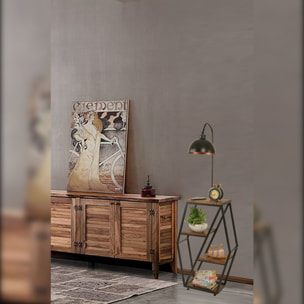 Lámpara de pie con metal pantalla redonda, negra, colección Victoria, 38x25x165, casquillo E 27 Max 60 W