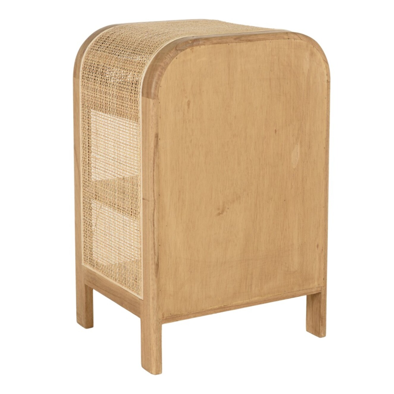 AMY - Chevet forme arrondie mindi et rotin naturel 1 tiroir 2 étagères AMY