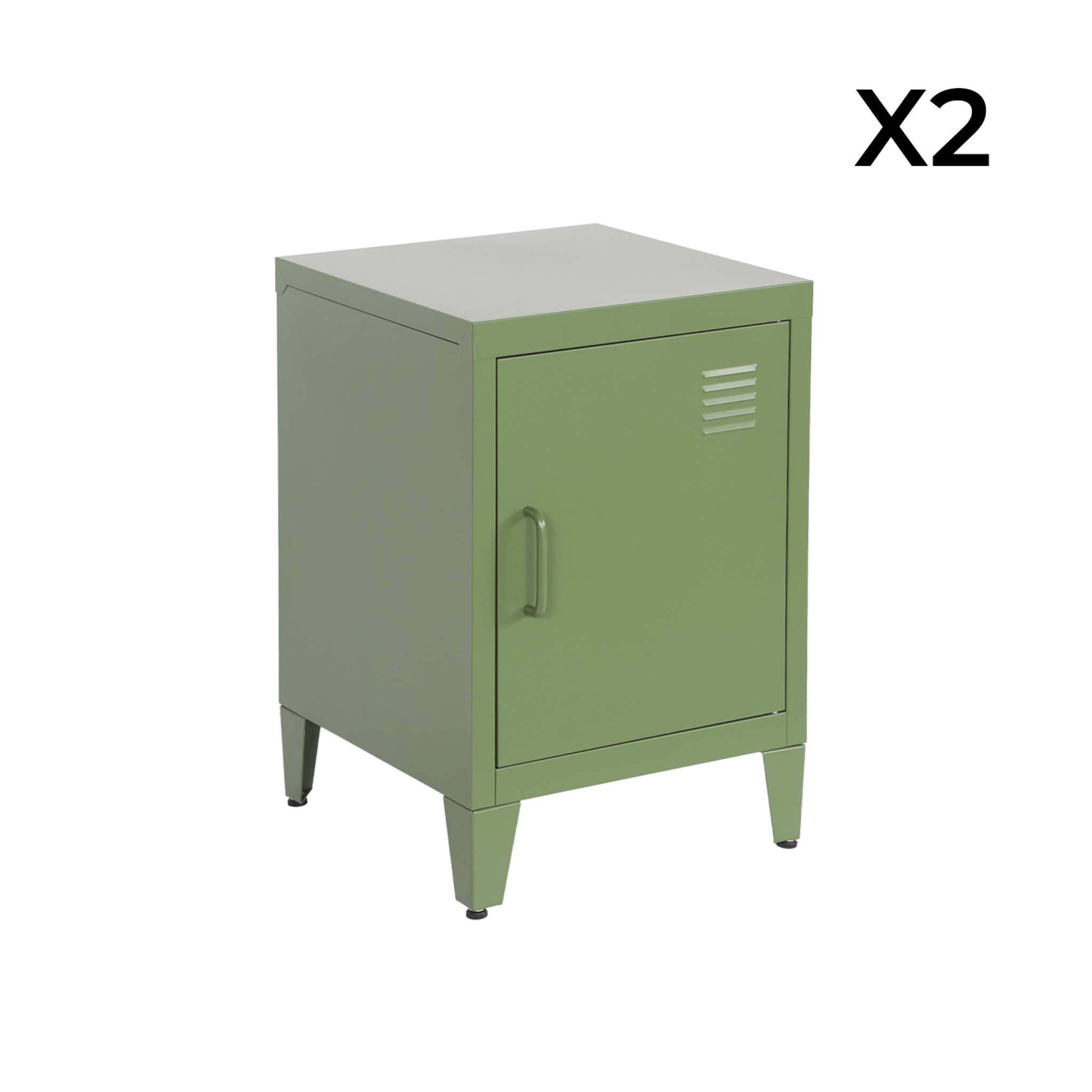 Table de chevet industrielle métal 1 porte (lot de 2) SOHO