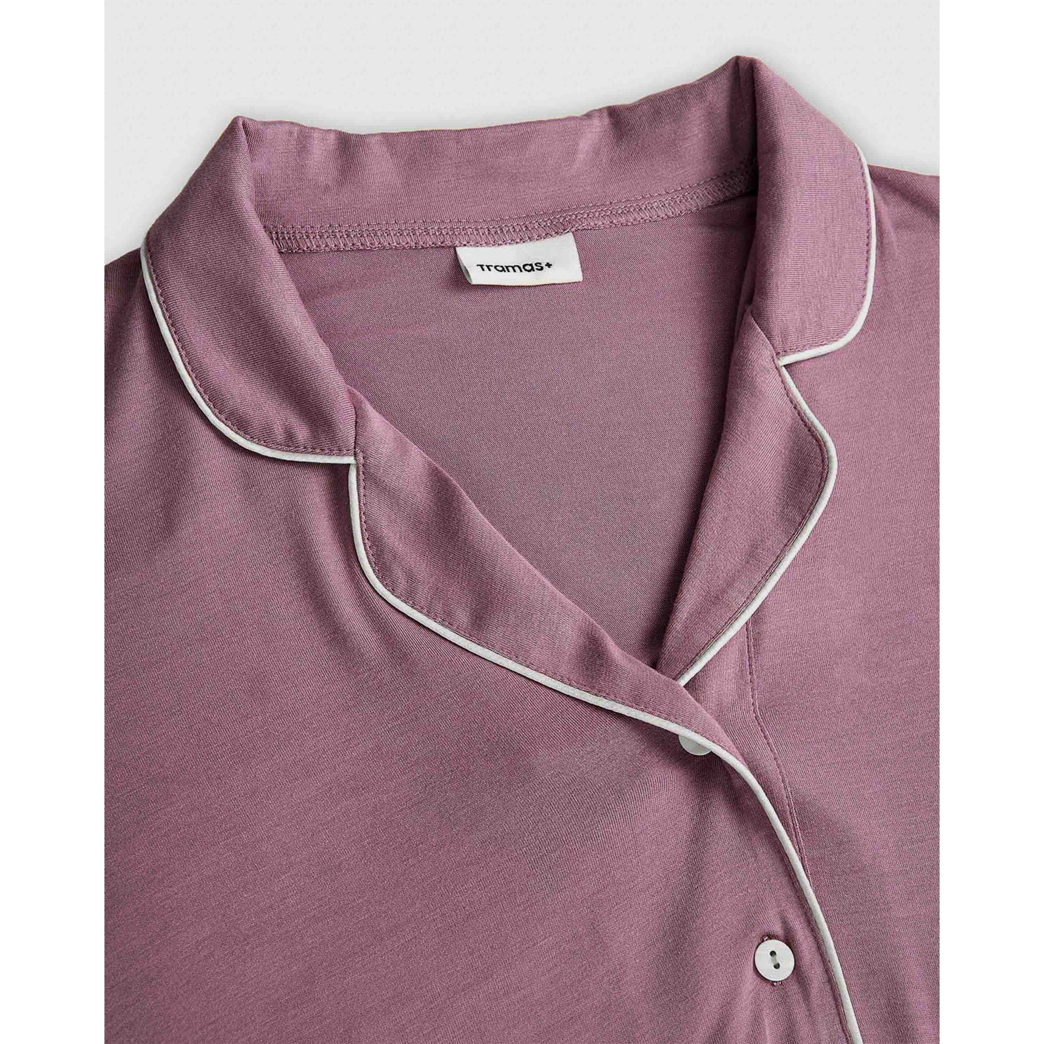 Pijama largo camisero viscosa punto berenjena