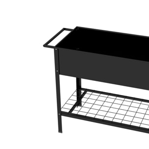 Jardinière sur pieds potager dim. 104L x 39l x 80H cm étagère 2 roues + insert d'irrigation métal noir