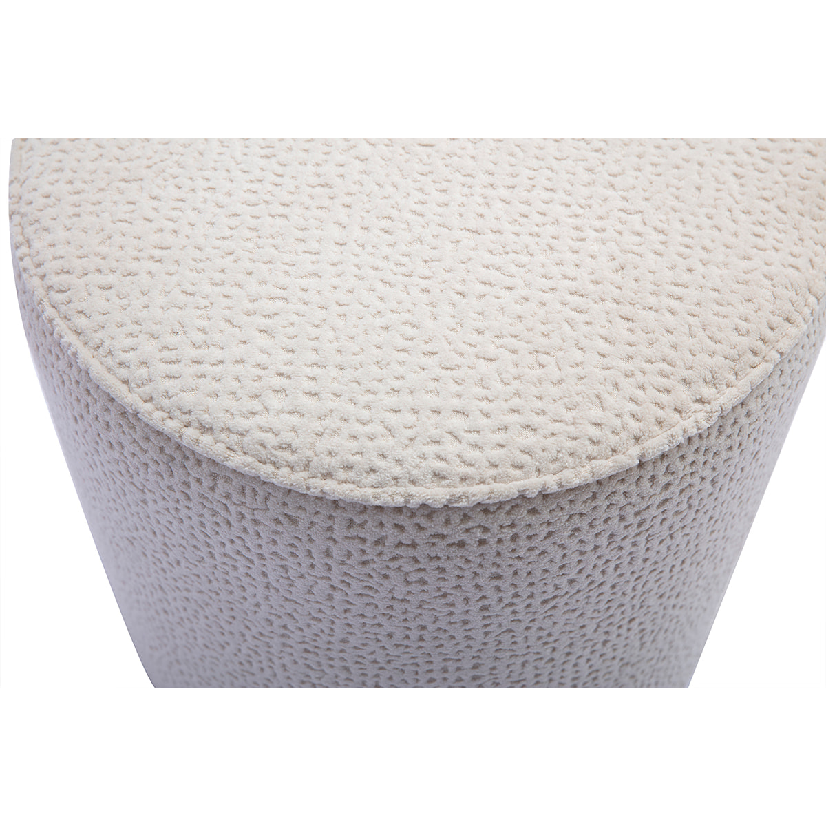 Pouf rond en tissu effet velours texturé écru à motifs D40 cm WANGA