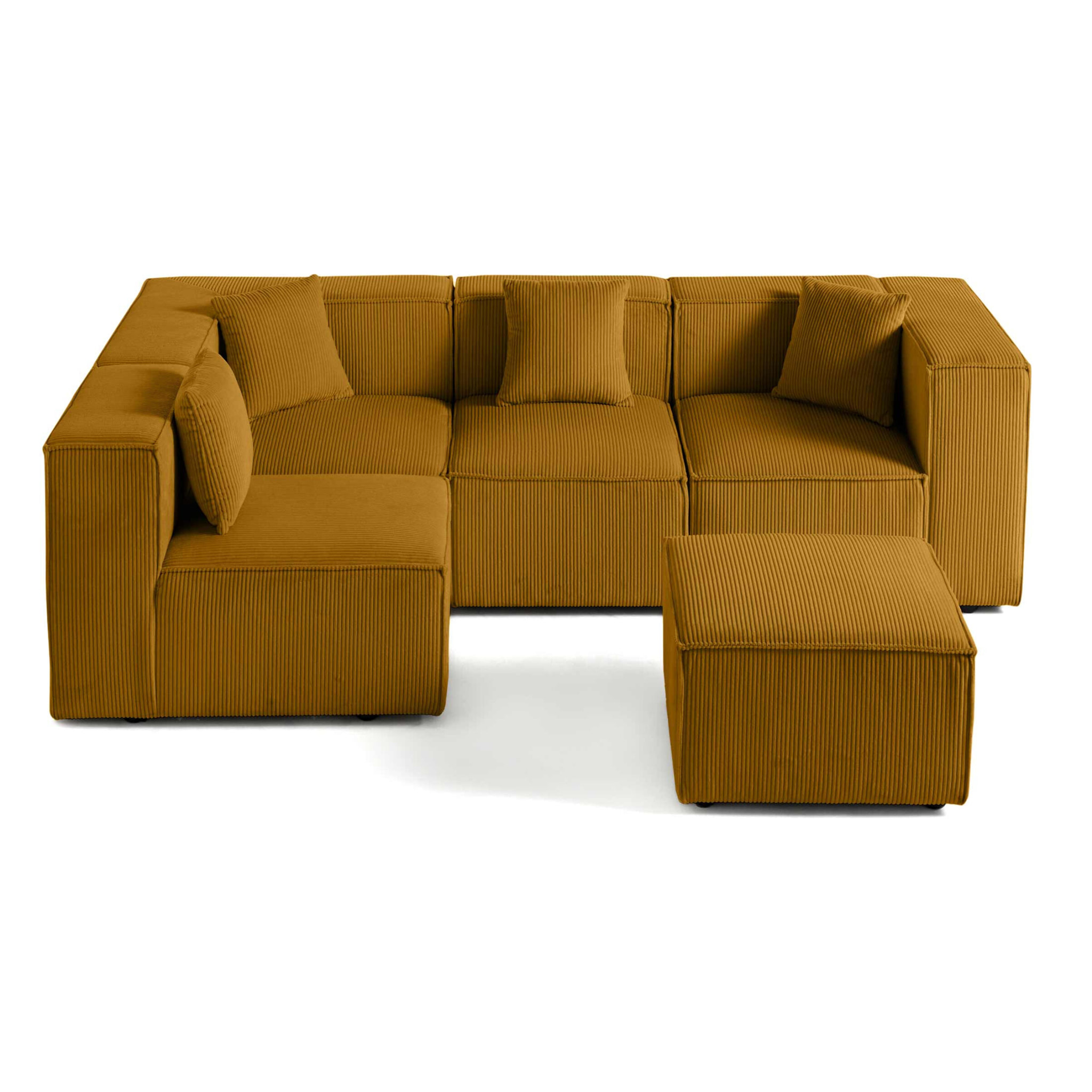 Arty - canapé modulable d'angle gauche 4 places - en velours côtelé - Jaune