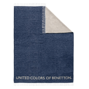 Manta plaid benetton azul oscuro/gris benetton