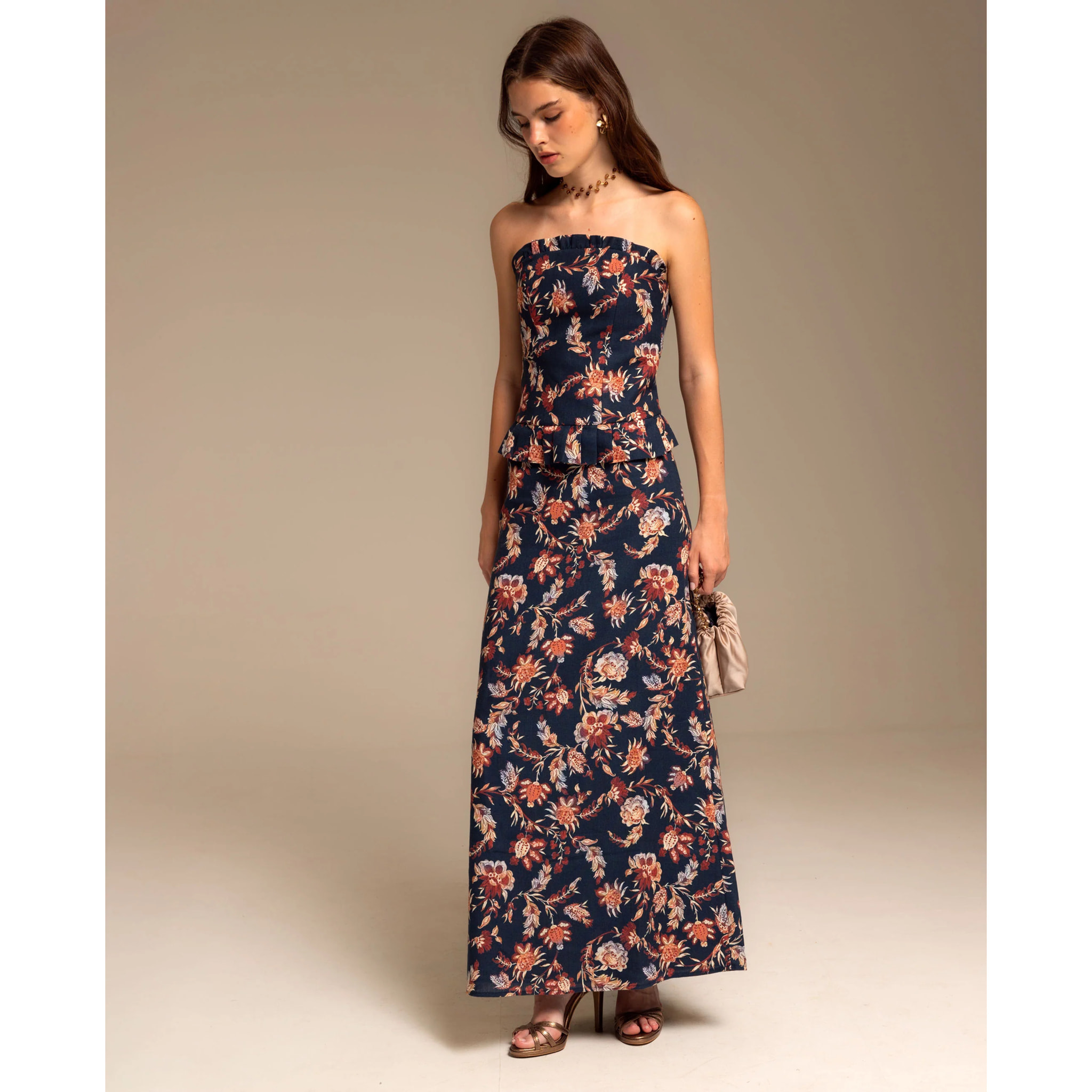 Falda midi con estampado