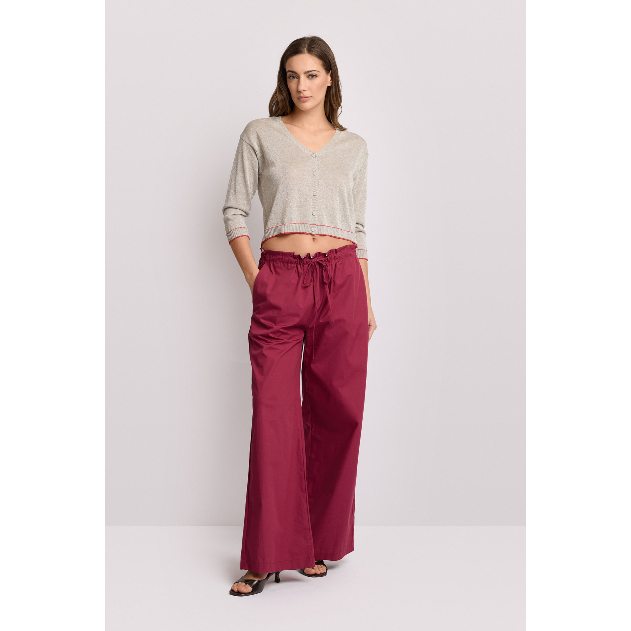 Kocca - Pantaloni a palazzo con coulisse Donna, Tinta unita