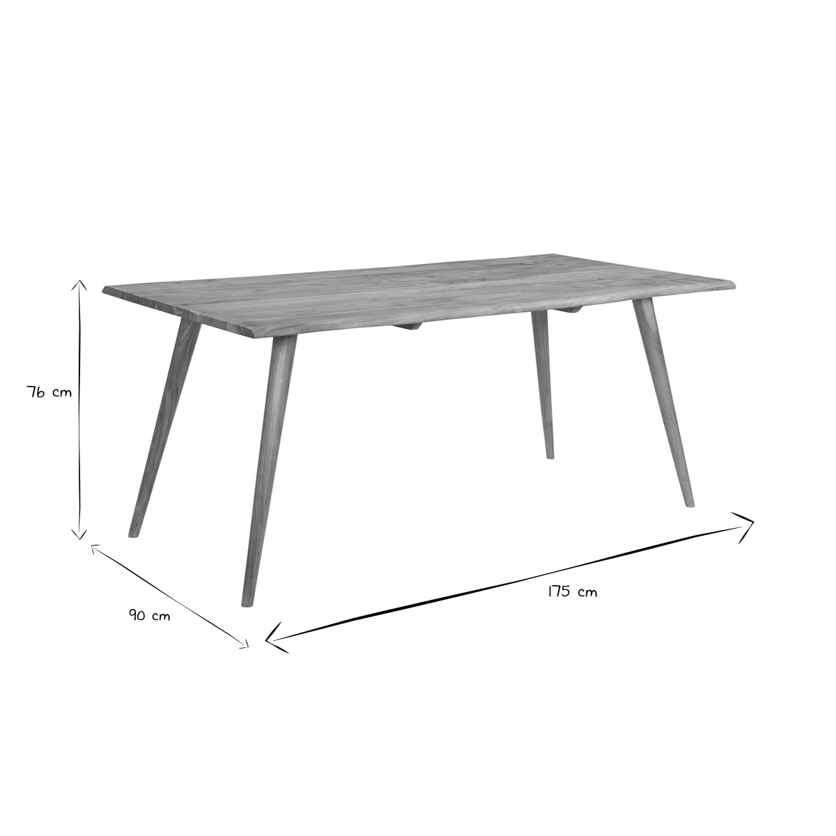 Table à manger rectangulaire en bois massif L175 cm SAVANA