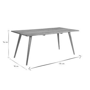 Table à manger rectangulaire en bois massif L175 cm SAVANA