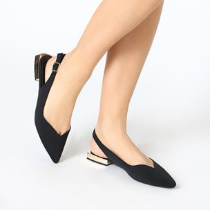 Ballerine slingback donna nere in tessuto