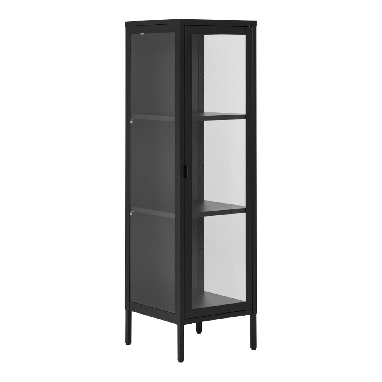 Vetrina Brisbane Slim con 1 anta in vetro, acciaio nero 40×35×140 cm