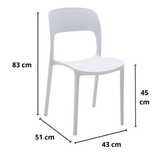 Set da 4 sedie SOUTH BEACH in polipropilene bianco