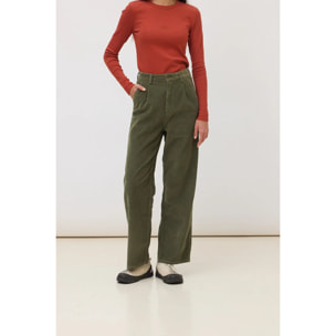 PANTALÓN STRAIGHT MUJER CORD OLIVE GREEN