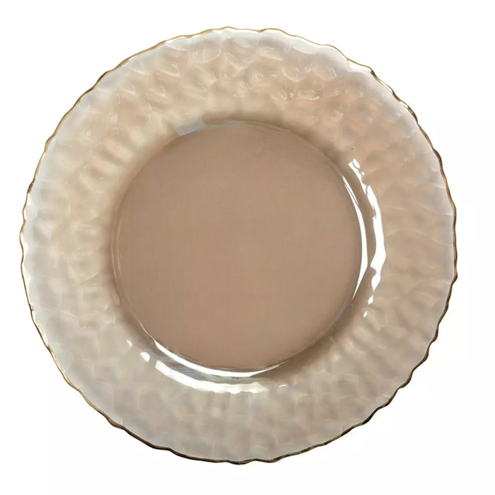 Lot de 6 Dessous d'assiette doré avec bords finement textures 33cm