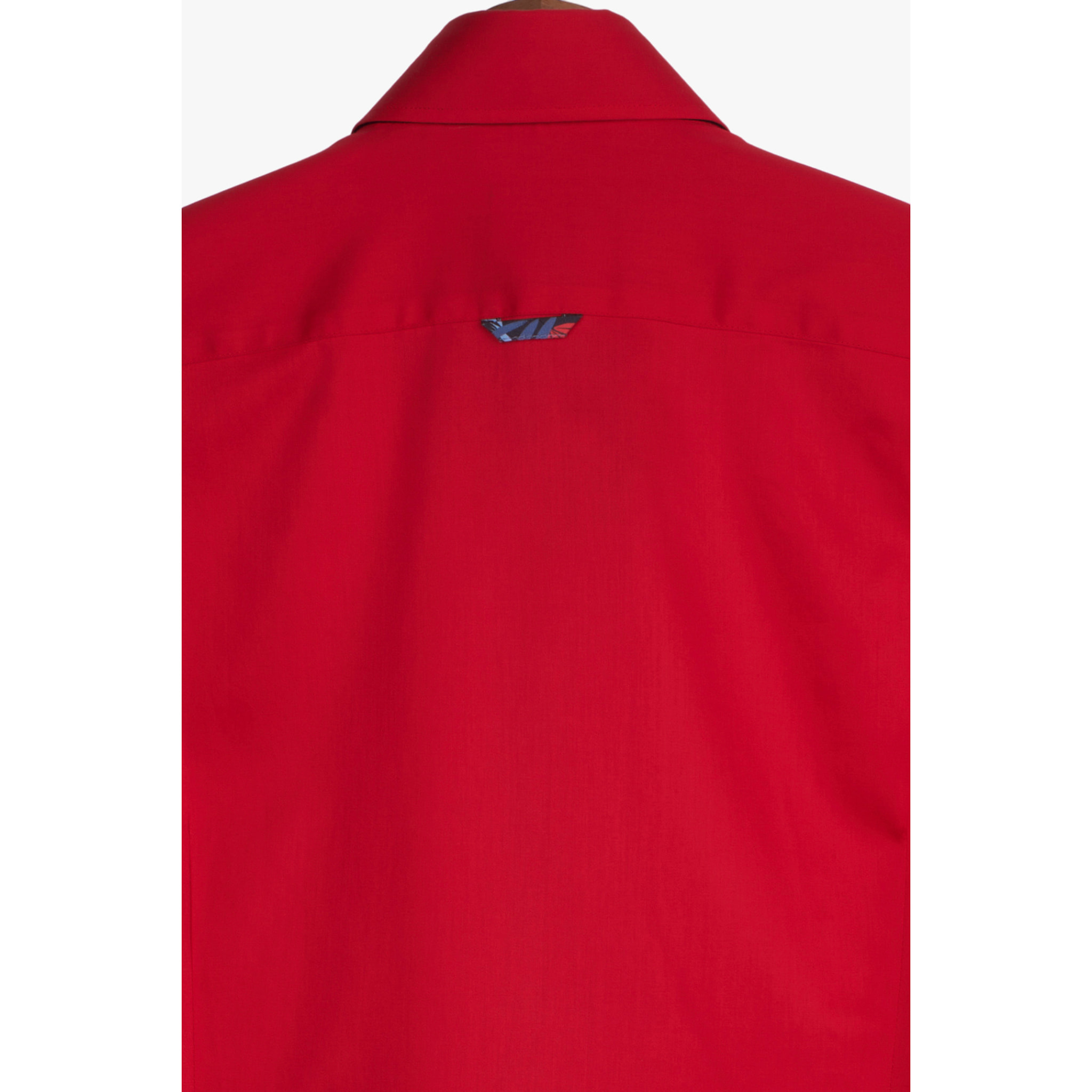 Camicia Uomo 2 Bottoni Button Down Slim Satin Unito Rosso