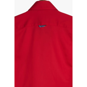 Camicia Uomo 2 Bottoni Button Down Slim Satin Unito Rosso