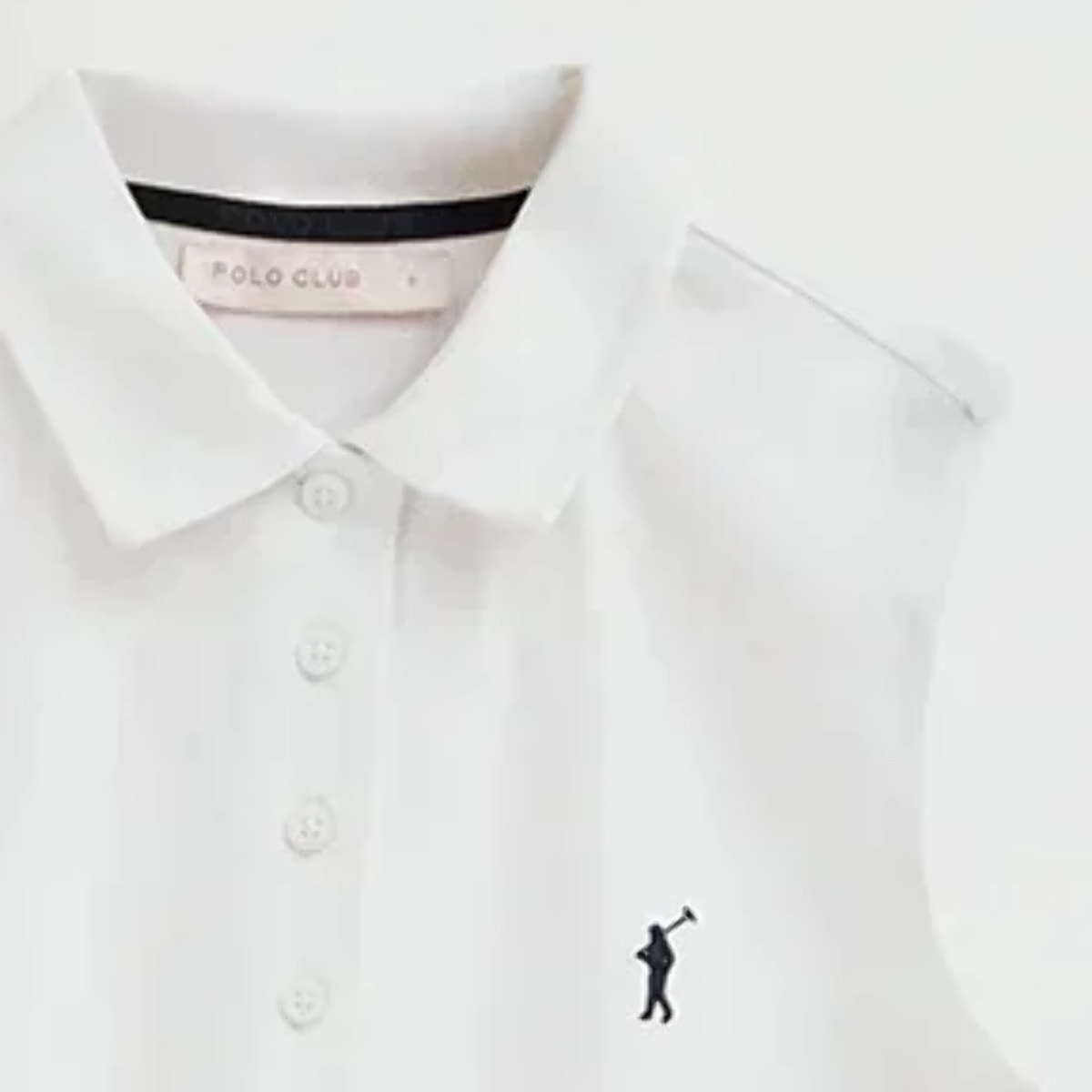 Vestito corto bianco smanicato con colletto a polo e logo Rigby Go