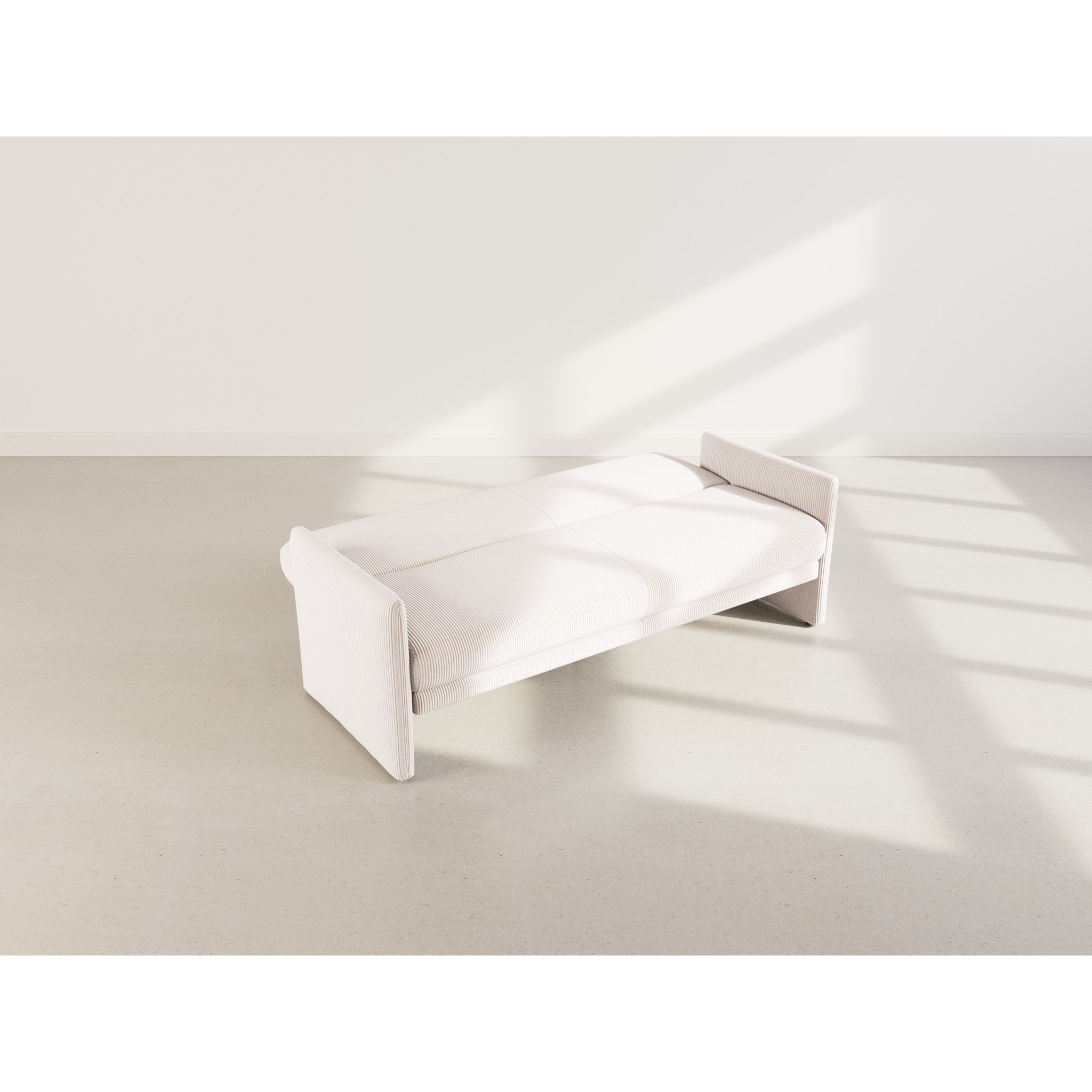 Mathis - Canapé convertible clic-clac 3 places en velours côtelé - Beige