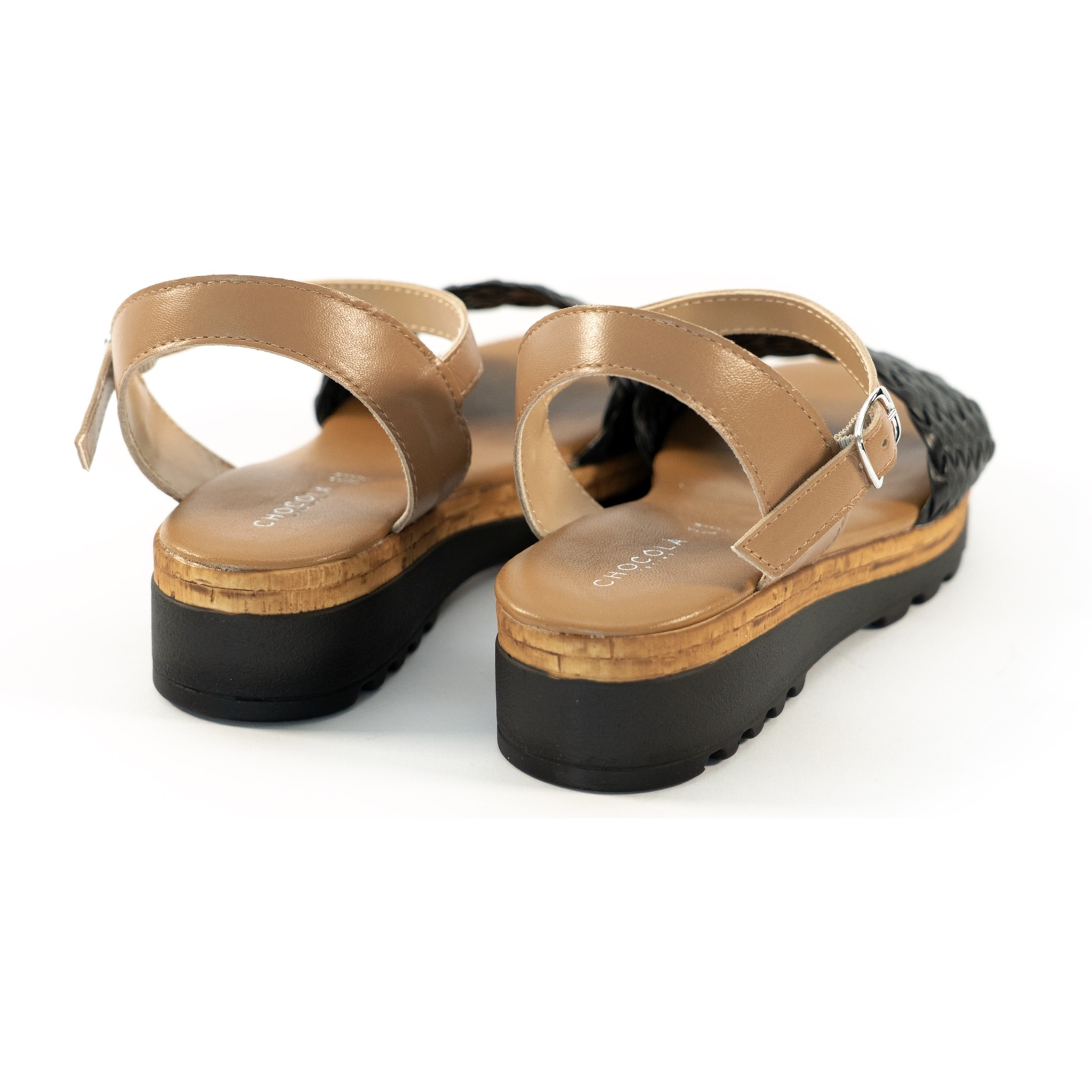 SANDALO INTRECCIATO VERA PELLE NERO