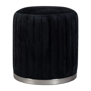 Pouf Doric 100 in Tessuto Nero con Base in Metallo Grafite