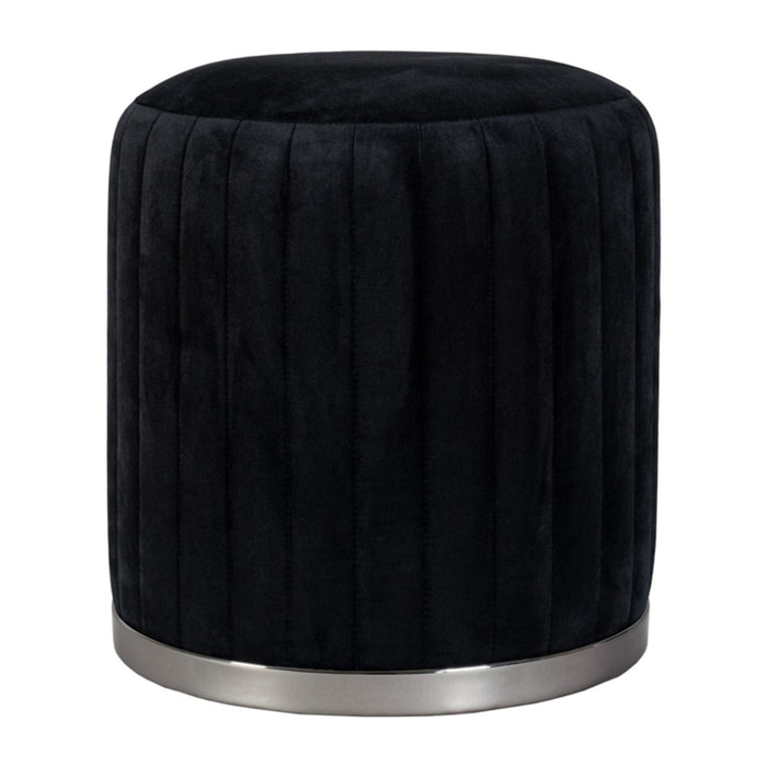 Pouf Doric 100 in Tessuto Nero con Base in Metallo Grafite