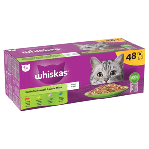 WHISKAS 48 Sachets fraîcheur en gelée 4 variétés mixtes pour chat 85g (1x48)