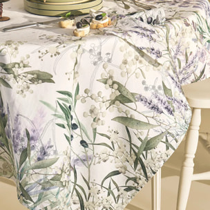 Nappe lin & coton lavé 150 g/m² imprimé violet Parfum de lavande mauve