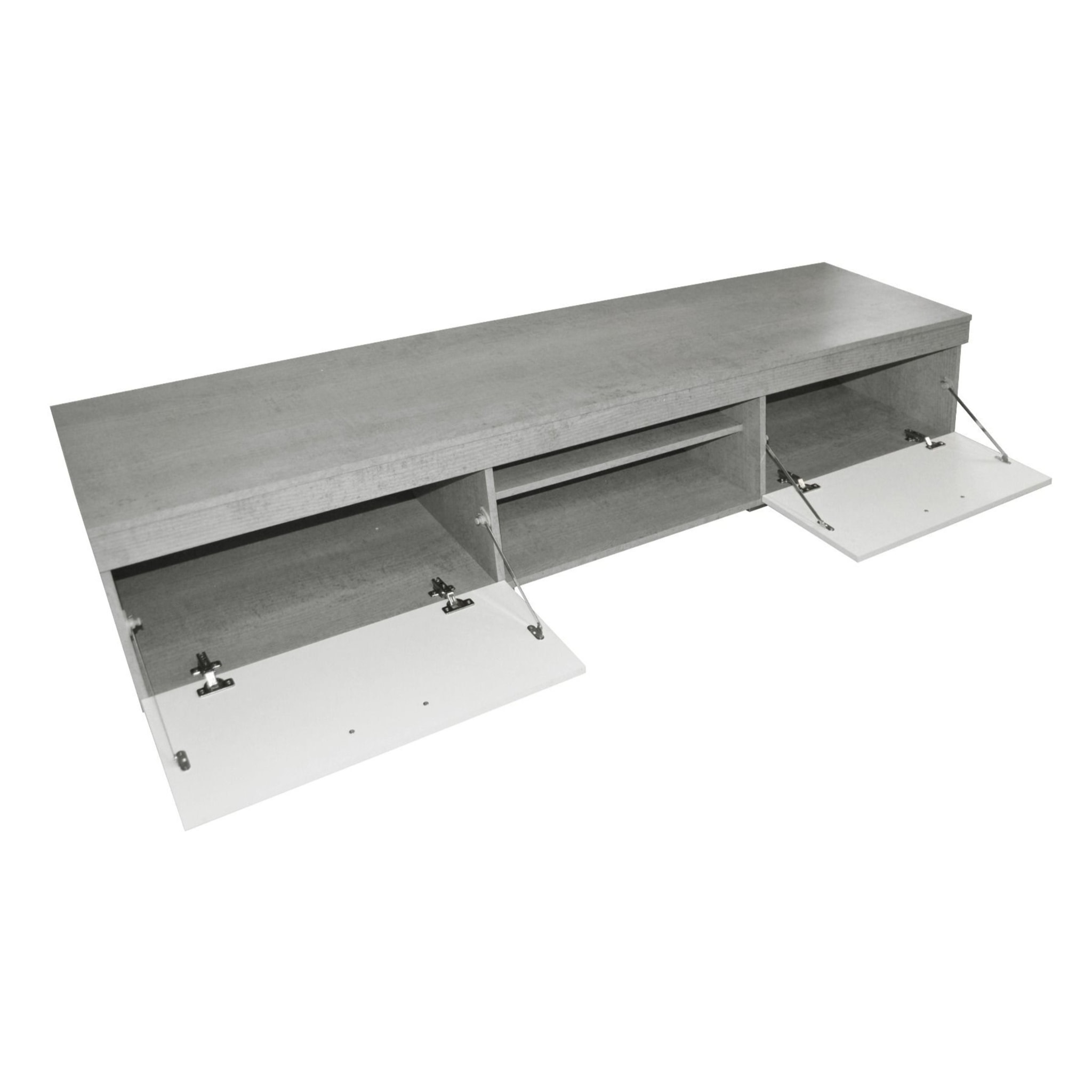 Parete Attrezzata Da Soggiorno Salotto Moderna Con Ante Mensole Vani A Giorno Vetrinetta Mobile TV Design Moderno 293x193x50 Cm Bianco Grigio Cemento