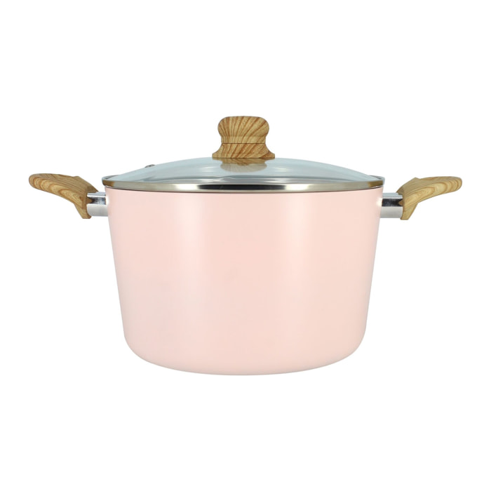 Faitout 24cm avec revêtement céramique rose - tous feux COLORAMA