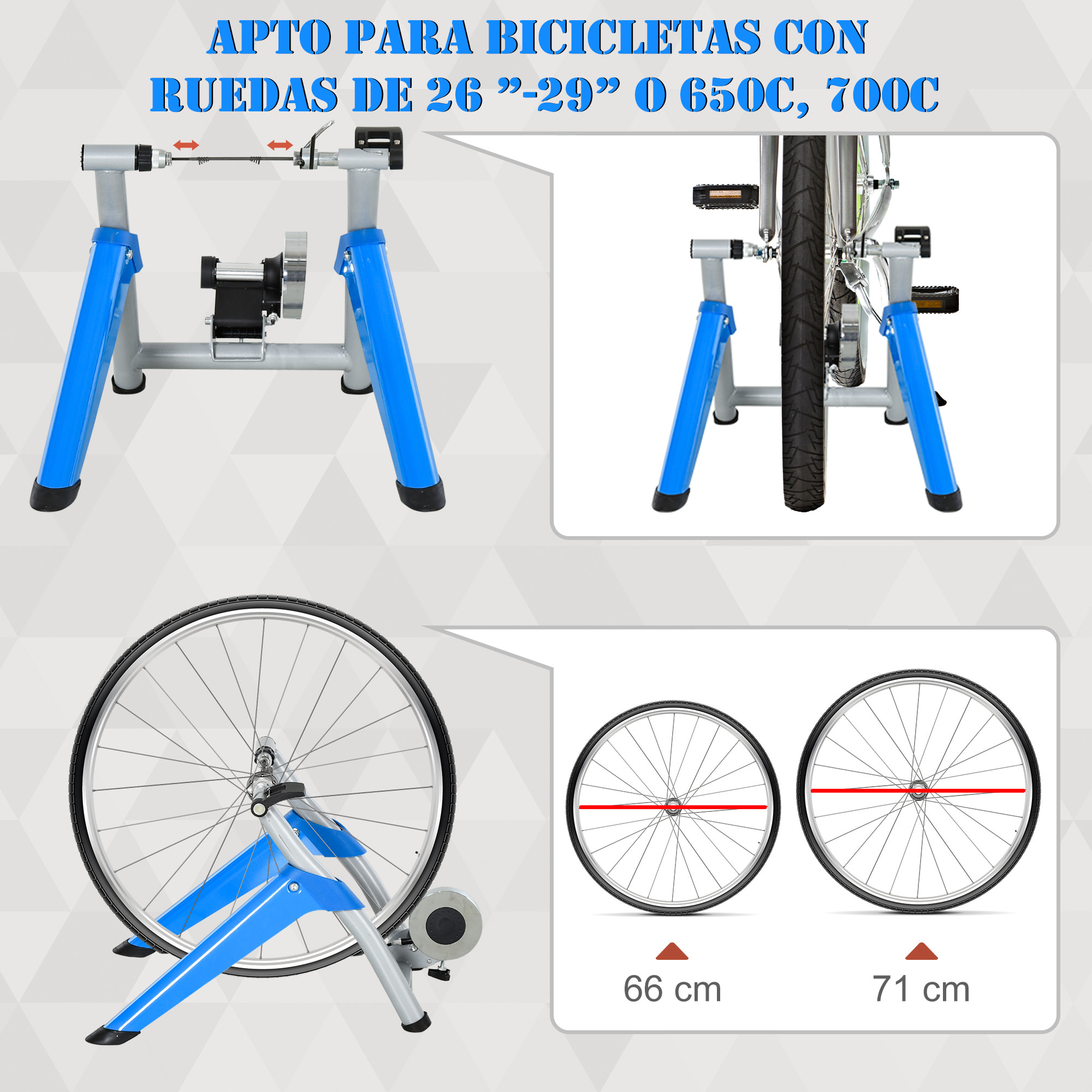 Rodillo para Bicicleta Metal PP Nylon 77x56x47,5cm Azul