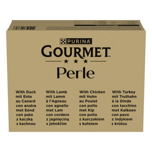 GOURMET PERLE Les Filettines en Sauce, Aliment humide pour chat adulte au Poulet, Au Canard, à l'Agneau, à la Dinde, sachet de 85 g