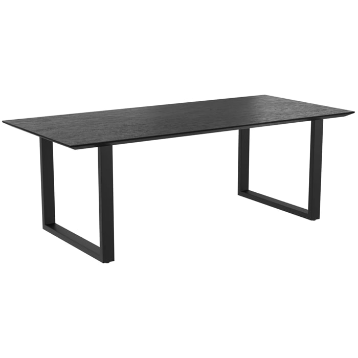 Table rectangulaire 10 personnes en bois de teck recyclé noir 240 cm - Adok