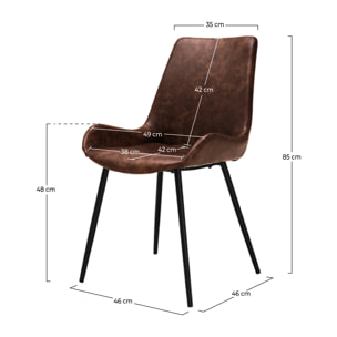 Lot de 2 chaises en cuir synthétique marron - Austin