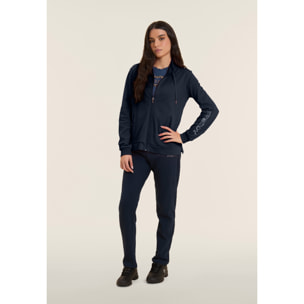 Tuta con zip e collo alto, logo con perline sulla manica