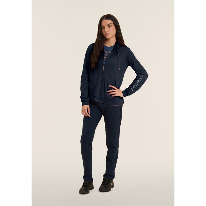 Tuta con zip e collo alto, logo con perline sulla manica