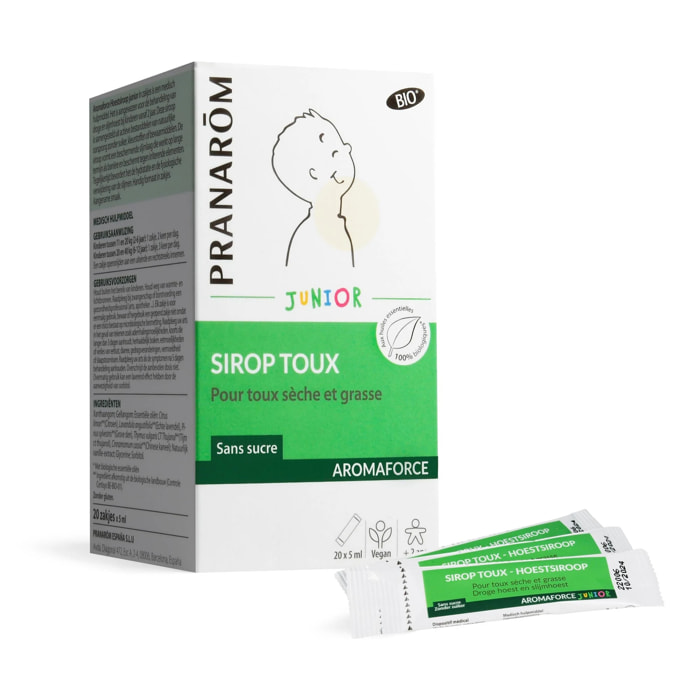 Pranarom - Sirop toux junior - Dispositif Médical - Bio - 20 X 5 ml