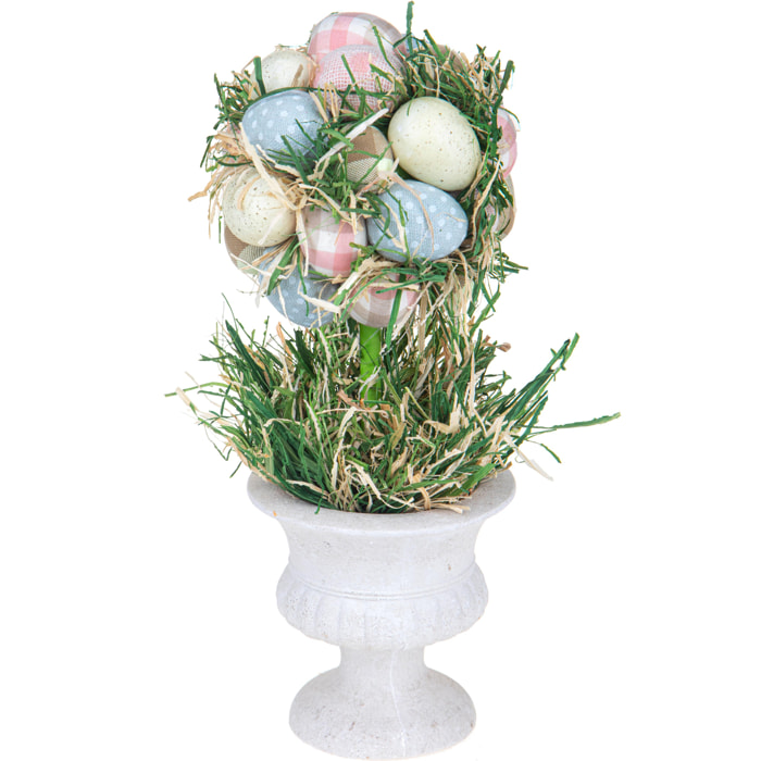 Topiary Sfera Con Uova. Altezza 30 Cm - Pezzi 1 - 14X30X14cm - Colore: Rosa - Bianchi Dino - Articoli Primaverili E Pasquali