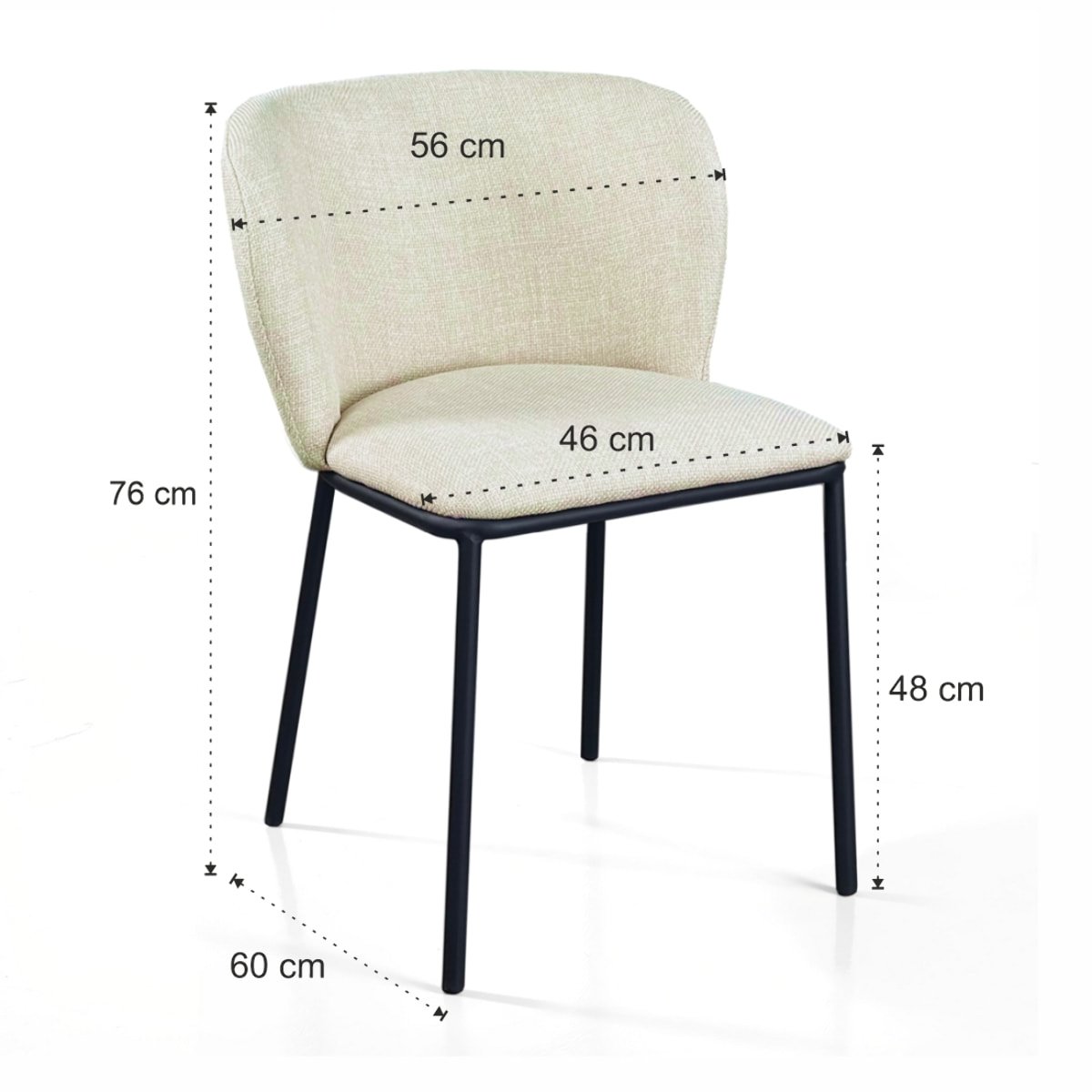 Lot de 4 chaises de salle à manger Tomasucci NENE', en tissu, beige, 60 × 56 × 76 cm