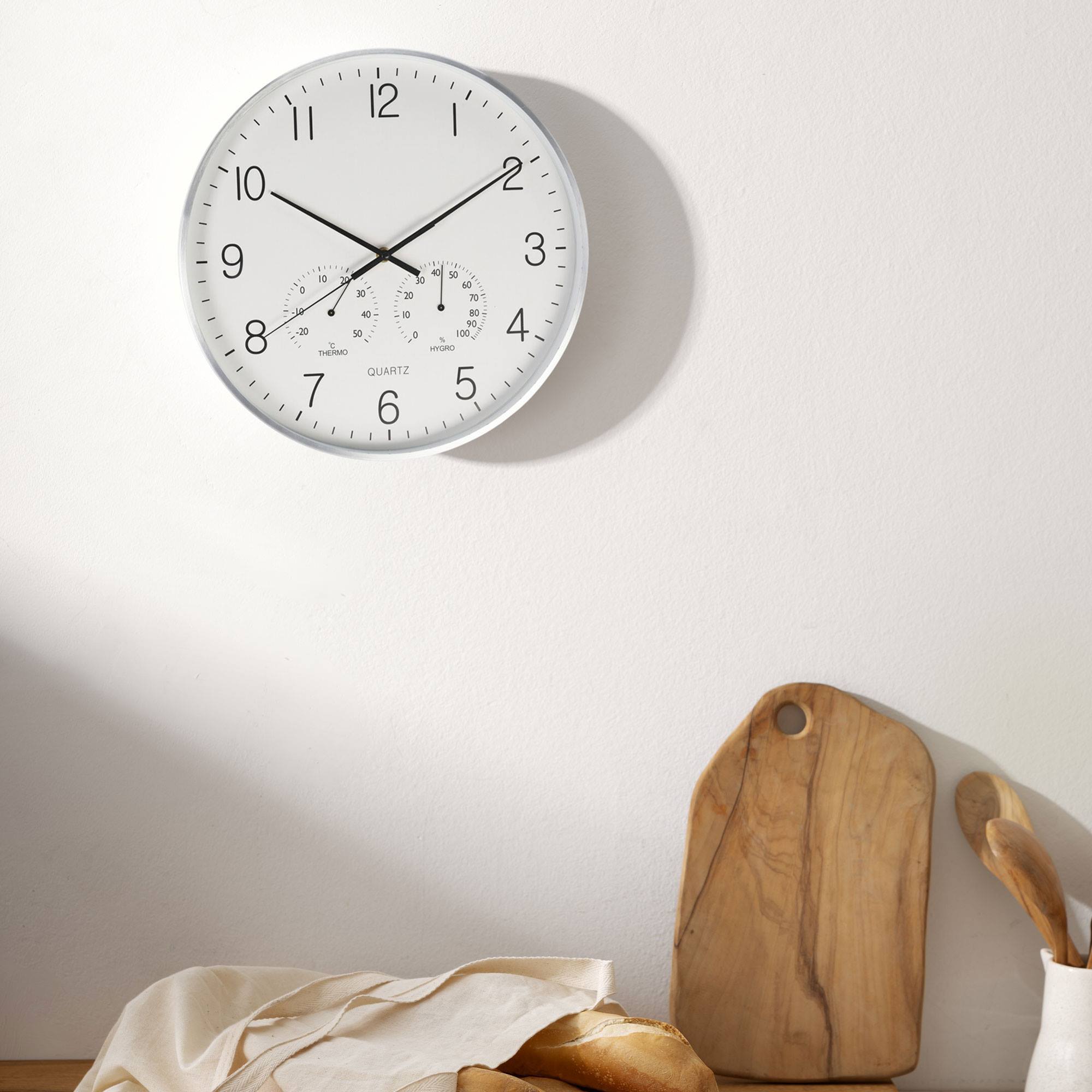 Well home reloj de pared de diseño moderno con termómetro e higrómetro ø38cm